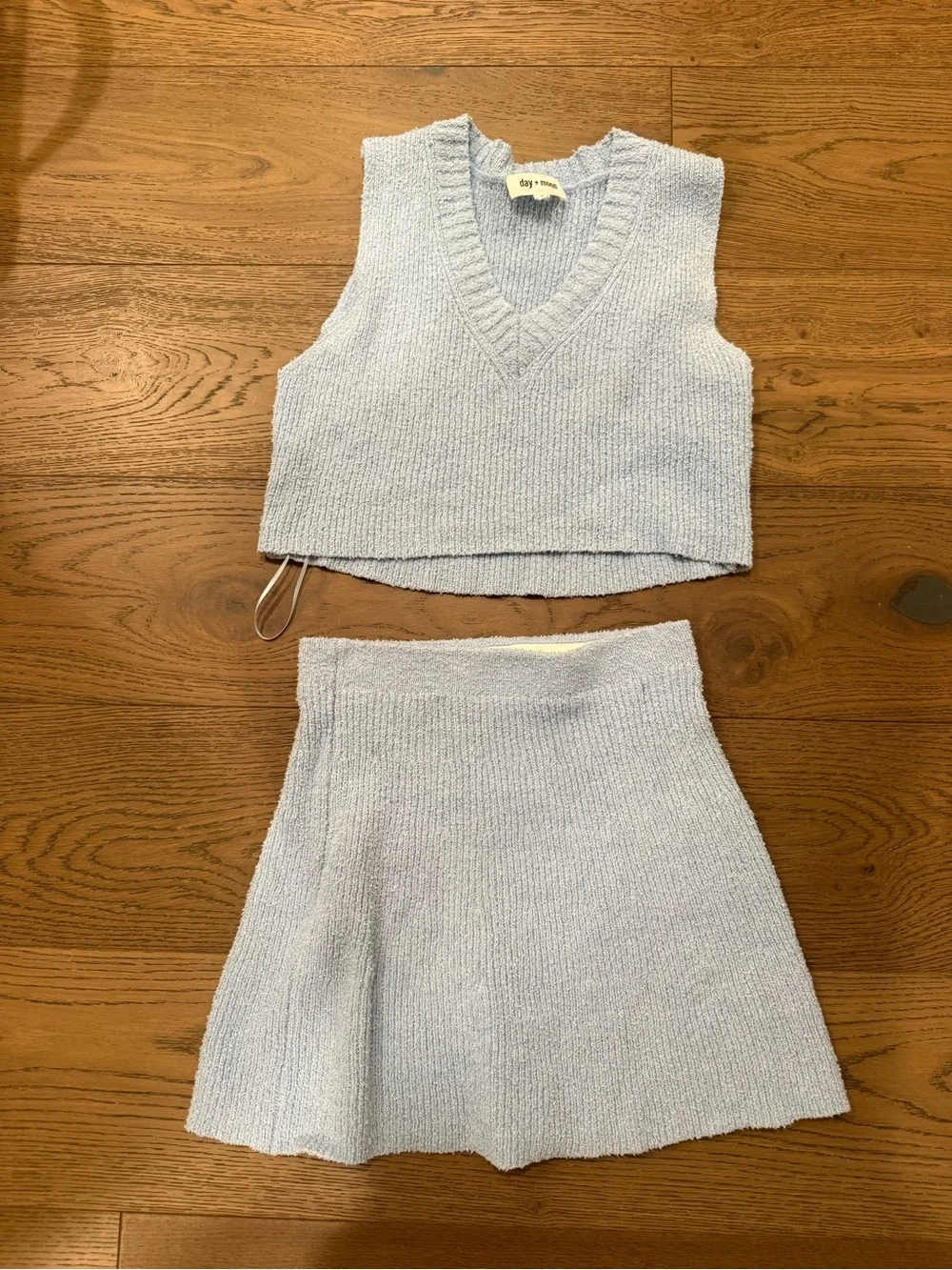 Cozy Knit Two-Piece Dress Set in Light Blue by Day & Moon